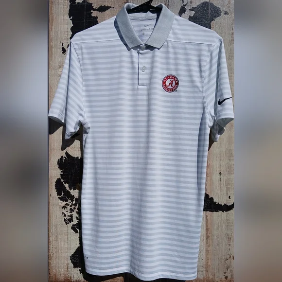 NEW Nike Alabama Crimson Tide Mens DriFIT Victory Stripe Short Sleeve Polo's - Picture 8 of 16